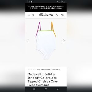 Madewell x Solid & Striped® Colorblock Tipped Chelsea One-Piece Swimsuit